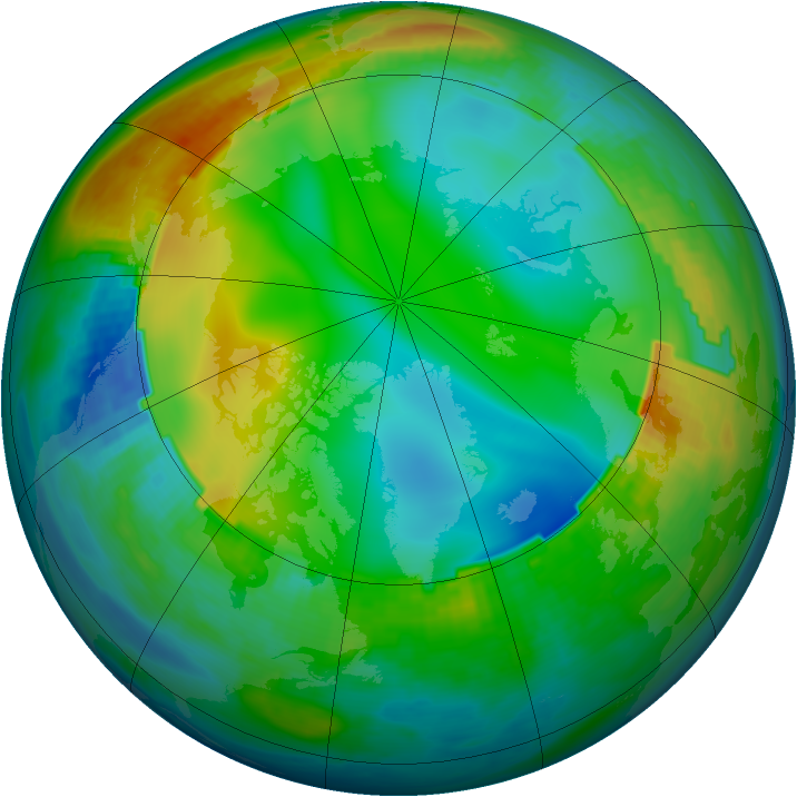 Arctic ozone map for 14 December 1988